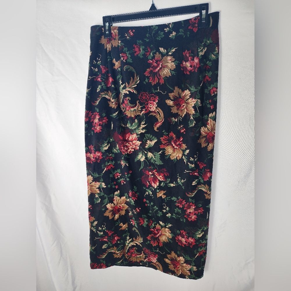 Vintage Romantic Floral Size 10 Tapestry Look Skirt Fairy Goth Whimsigoth Vamp